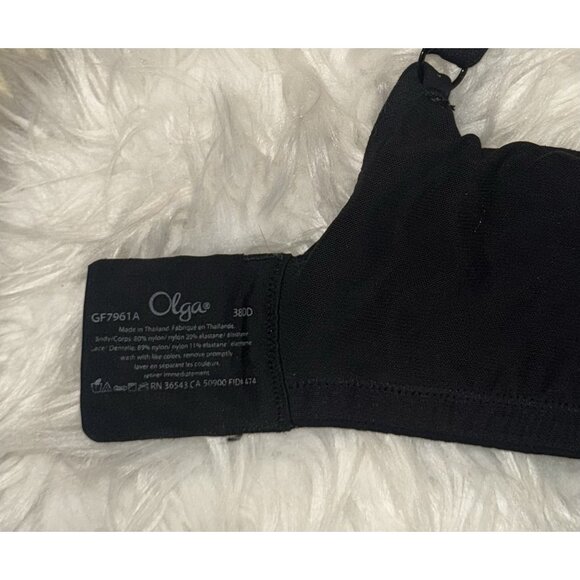 Olga GF7961A Cloud 9 Full Figure Underwire Bra Lined Lace Womens 38DD Black - Picture 6 of 6